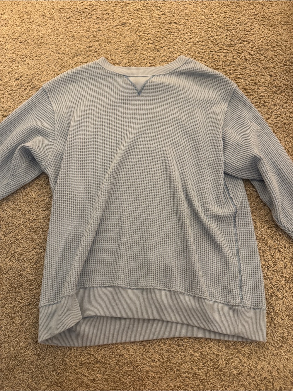 aerie Light Blue Waffle-Knit Crewneck Sweater